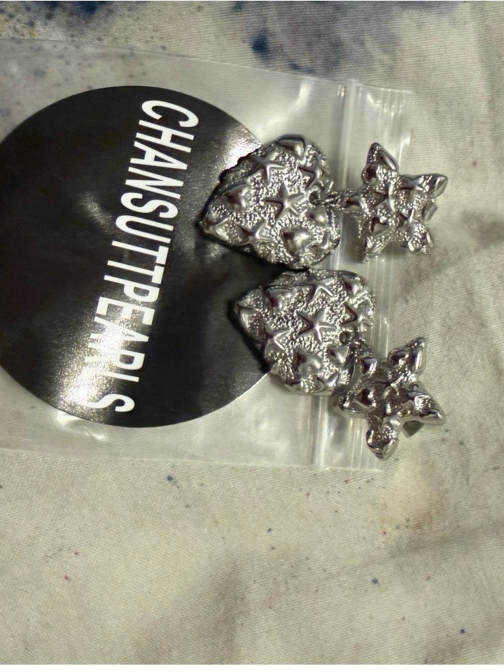 Silver Star Drop Earrings